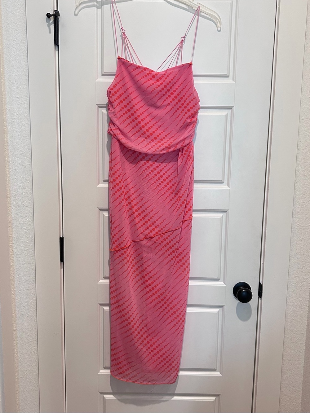 Urban Outfitters Pink Polka Dot Wild Seam Mesh Slip Dress Size Medium